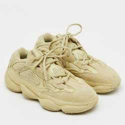 Pre Owned Yeezy x Adidas Cream Suede and Mesh Yeezy 500 Super Moon Yellow Sneakers Size 37 1/3