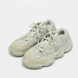 Pre Owned Yeezy x Adidas Grey Leather and Mesh 500 Salt Sneakers Size 42