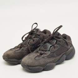 Pre Owned Yeezy x Adidas Black Mesh and Suede 500 Utility Black Sneakers Size 38