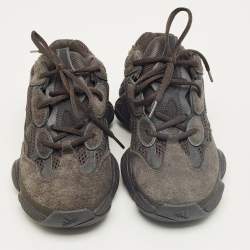 Pre Owned Yeezy x Adidas Black Mesh and Suede 500 Utility Black Sneakers Size 38