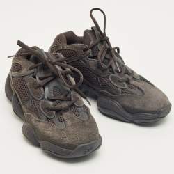 Pre Owned Yeezy x Adidas Black Mesh and Suede 500 Utility Black Sneakers Size 38