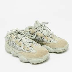 Pre Owned Yeezy x Adidas Grey Leather and Mesh 500 Salt Sneakers Size 38