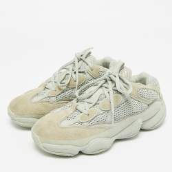 Pre Owned Yeezy x Adidas Grey Leather and Mesh 500 Salt Sneakers Size 38