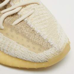 Pre Owned Yeezy x Adidas Boost 350 V2 Natural Size 39 1/3 Beige Knit Fabric Low Top Sneakers