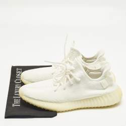 Pre Owned Yeezy x Adidas Boost 350 V2 Cream Size 43 1/3 White Knit Fabric Low Top Sneakers