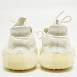 Pre Owned Yeezy x Adidas Boost 350 V2 Cream Size 43 1/3 White Knit Fabric Low Top Sneakers