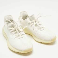 Pre Owned Yeezy x Adidas Boost 350 V2 Cream Size 43 1/3 White Knit Fabric Low Top Sneakers