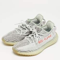 Pre Owned حذاء رياضي ييزي x أديداس بوست 350 V2 قماش محبوك رمادي كعب منخفض مقاس 44