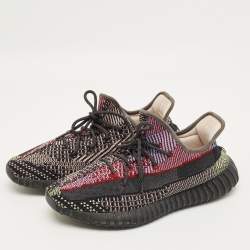 Pre Owned حذاء رياضي ييزي × اديداس بوست 350 V2 يشييل (عاكس) قماش تريكو أسود مقاس 43 1/3