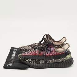 Pre Owned حذاء رياضي ييزي × اديداس بوست 350 V2 يشييل (عاكس) قماش تريكو أسود مقاس 43 1/3