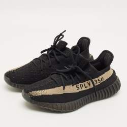 مملوكة مسبقًا Yeezy x Adidas 350 V2 Size 44 Black Knit Fabric Low Top Sneakers