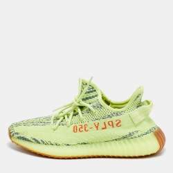 مملوكة مسبقًا Yeezy x Adidas Boost 350 V2 Semi Frozen Size 44 2/3 Yellow Knit Fabric Low Top Sneakers