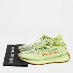 مملوكة مسبقًا Yeezy x Adidas Boost 350 V2 Semi Frozen Size 44 2/3 Yellow Knit Fabric Low Top Sneakers
