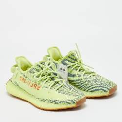 مملوكة مسبقًا Yeezy x Adidas Boost 350 V2 Semi Frozen Size 44 2/3 Yellow Knit Fabric Low Top Sneakers