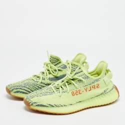 مملوكة مسبقًا Yeezy x Adidas Boost 350 V2 Semi Frozen Size 44 2/3 Yellow Knit Fabric Low Top Sneakers