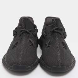 Pre Owned Yeezy x Adidas Boost 350 V2 Size 44 2/3 Black Knit Fabric Low Top Sneakers