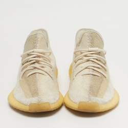 Pre Owned Yeezy x Adidas 350 V2 Light Size 37.5 Two Tone Knit Fabric Low Top Sneakers