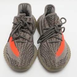 Pre Owned Yeezy x Adidas Boost 350 V2 Size 39 1/3 Beluga Knit Fabric Low Top Sneakers