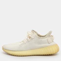 مملوكة مسبقًا Yeezy x Adidas Boost 350 V2 Size 38 White Knit Fabric Low Top Sneakers