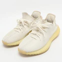 Pre Owned حذاء رياضي ييزي x أديداس بوست 350 V2 قماش تريكو أبيض عنق قصير مقاس 37.5