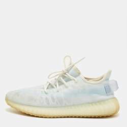 Pre Owned Yeezy x Adidas Boost 350 V2 Size 46.5 Blue/White Mesh Mono Ice Lace Up Sneakers