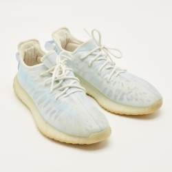 Pre Owned Yeezy x Adidas Boost 350 V2 Size 46.5 Blue/White Mesh Mono Ice Lace Up Sneakers