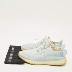 Pre Owned Yeezy x Adidas Boost 350 V2 Size 46.5 Blue/White Mesh Mono Ice Lace Up Sneakers