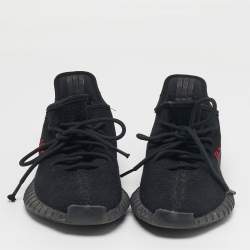 Pre Owned Yeezy x Adidas Boost 350 V2 Size 43.5 Black Knit Fabric Low Top Sneakers