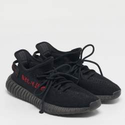 Pre Owned Yeezy x Adidas Boost 350 V2 Size 43.5 Black Knit Fabric Low Top Sneakers