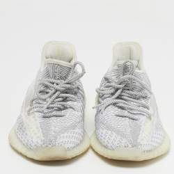 مملوكة مسبقًا حذاء رياضي ييزي x أديداس بوست 350 V2 'غيمة بيضاء' قماش تريكو أزرق منخفض القصة مقاس 38 2/3