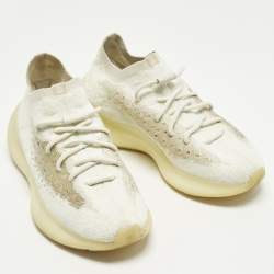 Pre Owned Yeezy x Adidas Boost 380 Size 40 White Knit Fabric Lace Up Sneakers