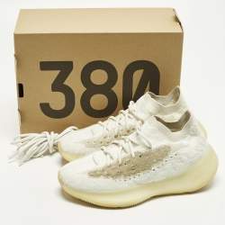 Pre Owned Yeezy x Adidas Boost 380 Size 40 White Knit Fabric Lace Up Sneakers
