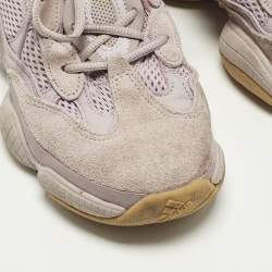 مملوكة مسبقًا حذاء رياضي ييزي x أديداس شبكي وبني من الجلد المدبوغ تاوبيه فاتحة مقاس 40 2/3