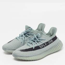 Pre Owned Yeezy x Adidas Boost 350 V2 Salt Size 46 Grey Knit Fabric Low Top Sneakers