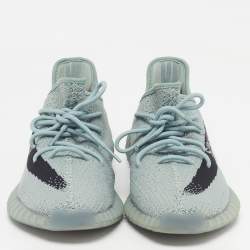 Pre Owned Yeezy x Adidas Boost 350 V2 Salt Size 46 Grey Knit Fabric Low Top Sneakers