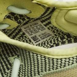 Pre Owned Yeezy x Adidas Boost 350 V2 Yeezreel Size 45 1/3 Neon Green Knit Fabric Low Top Sneakers