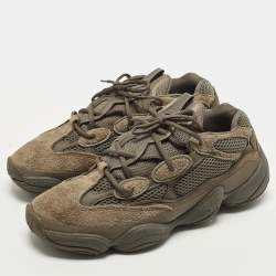 Pre Owned Yeezy x Adidas 500 Clay Brown Size 45 1/3 Brown Suede and Mesh Low Top Sneakers