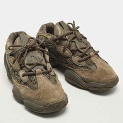 Pre Owned Yeezy x Adidas 500 Clay Brown Size 45 1/3 Brown Suede and Mesh Low Top Sneakers