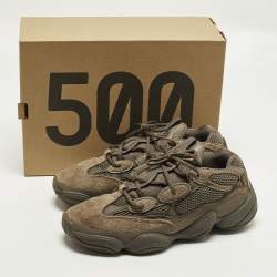 Pre Owned Yeezy x Adidas 500 Clay Brown Size 45 1/3 Brown Suede and Mesh Low Top Sneakers