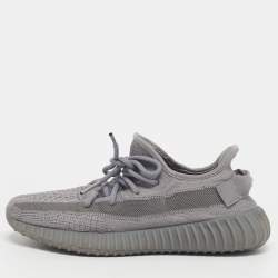 Pre Owned Yeezy x Adidas Boost 350 V2 Steel Grey Size 39 1/3 Grey Knit Fabric Lace Up Sneakers