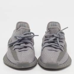Pre Owned Yeezy x Adidas Boost 350 V2 Steel Grey Size 39 1/3 Grey Knit Fabric Lace Up Sneakers