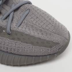 Pre Owned Yeezy x Adidas Boost 350 V2 Steel Grey Size 39 1/3 Grey Knit Fabric Lace Up Sneakers