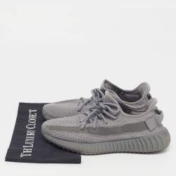 Pre Owned Yeezy x Adidas Boost 350 V2 Steel Grey Size 39 1/3 Grey Knit Fabric Lace Up Sneakers