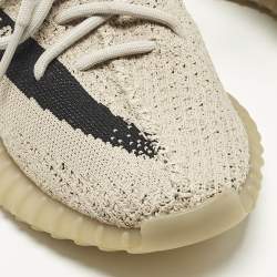 Pre Owned Yeezy x Adidas Boost 350 V2 Slate Core Size 38 2/3 Beige Knit Fabric Lace Up Sneakers
