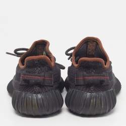 Pre Owned Yeezy x Adidas Boost 350 V2 Black Non-Reflective Size 36 Black Knit Fabric Lace Up Sneakers