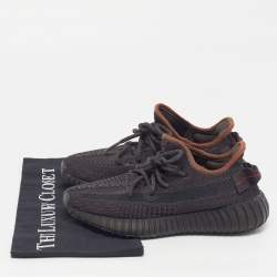 Pre Owned Yeezy x Adidas Boost 350 V2 Black Non-Reflective Size 36 Black Knit Fabric Lace Up Sneakers