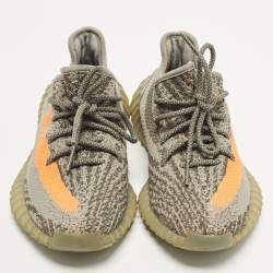 Pre Owned Yeezy x Adidas Boost 350 V2 Beluga Size 37 1/3 Grey/Orange Knit Fabric Lace Up Sneakers