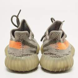 Pre Owned Yeezy x Adidas Boost 350 V2 Beluga Size 37 1/3 Grey/Orange Knit Fabric Lace Up Sneakers