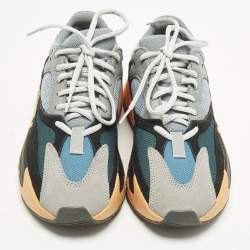 Pre Owned Yeezy x Adidas Boost 700 Wash Orange Size 39 1/3 Multicolor Mesh and Suede Low Top Sneakers