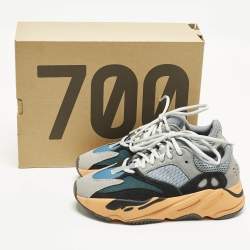 Pre Owned Yeezy x Adidas Boost 700 Wash Orange Size 39 1/3 Multicolor Mesh and Suede Low Top Sneakers